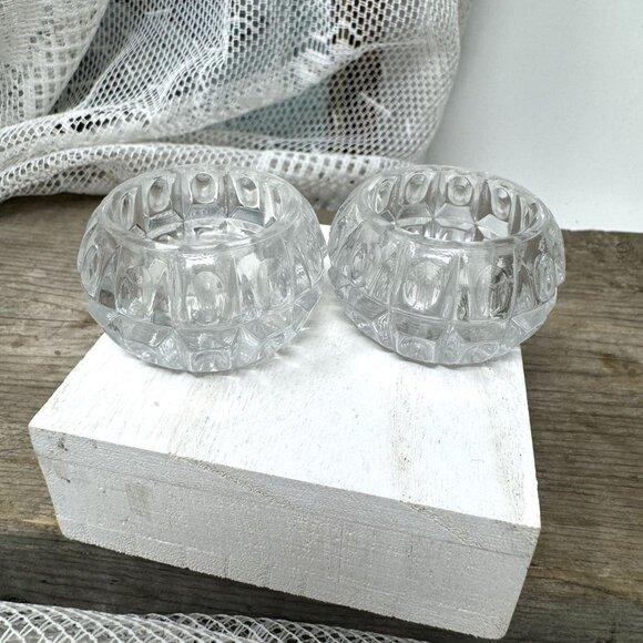 Federal Glass Salt Dips Vellars Set Pear Optic Pattern 1.5"  Elegant - Picture 5 of 6
